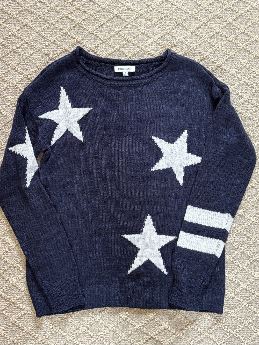 Freshman Navy Sweater with White Star Motif